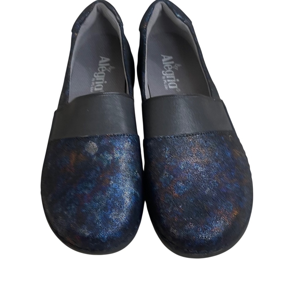 Alegria Black Iridescent Galaxy Leather Slip On Loafers Womens 38 US 8-8.5 euc - Picture 2 of 9